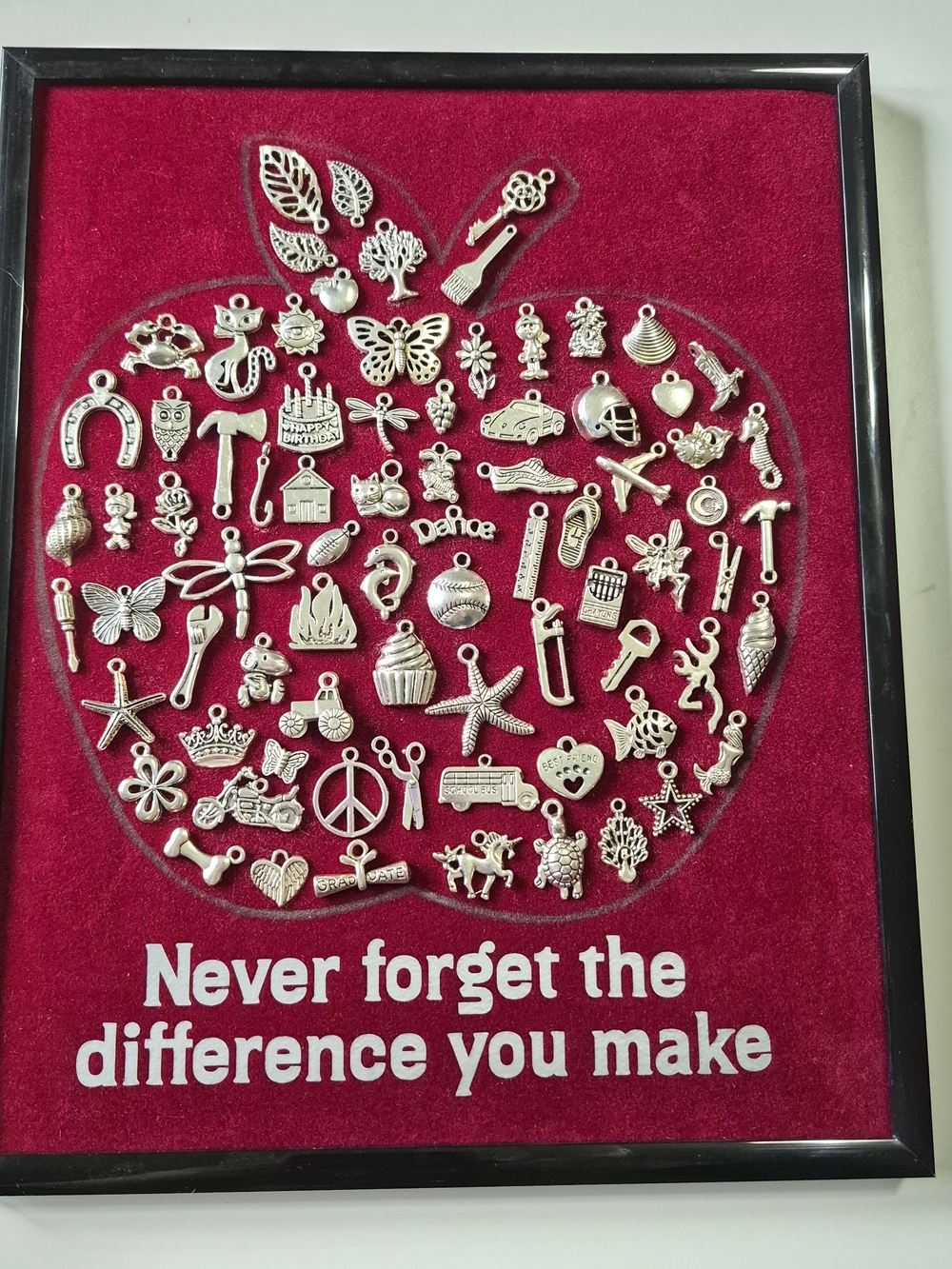 Teacher Or Educator Gift Silver Charm Apple Art